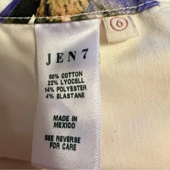 JEN7 by Seven For All Mankind Floral Cropped Skinny Jeans Sz 6 - Picture 6 of 12